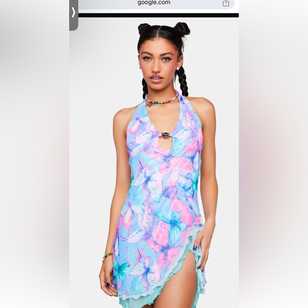 Elsie & Fred Butterfly Halter Mesh dress xxs